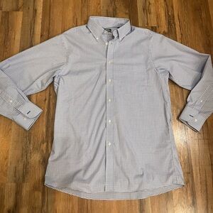 Izod Men's Blue and White Checkered Shirt